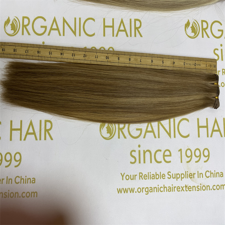 Organic professional hand tied weft hair extensions H12